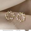 French Retro Pearl Plaid Earrings: Luxury Korean Studs for Women