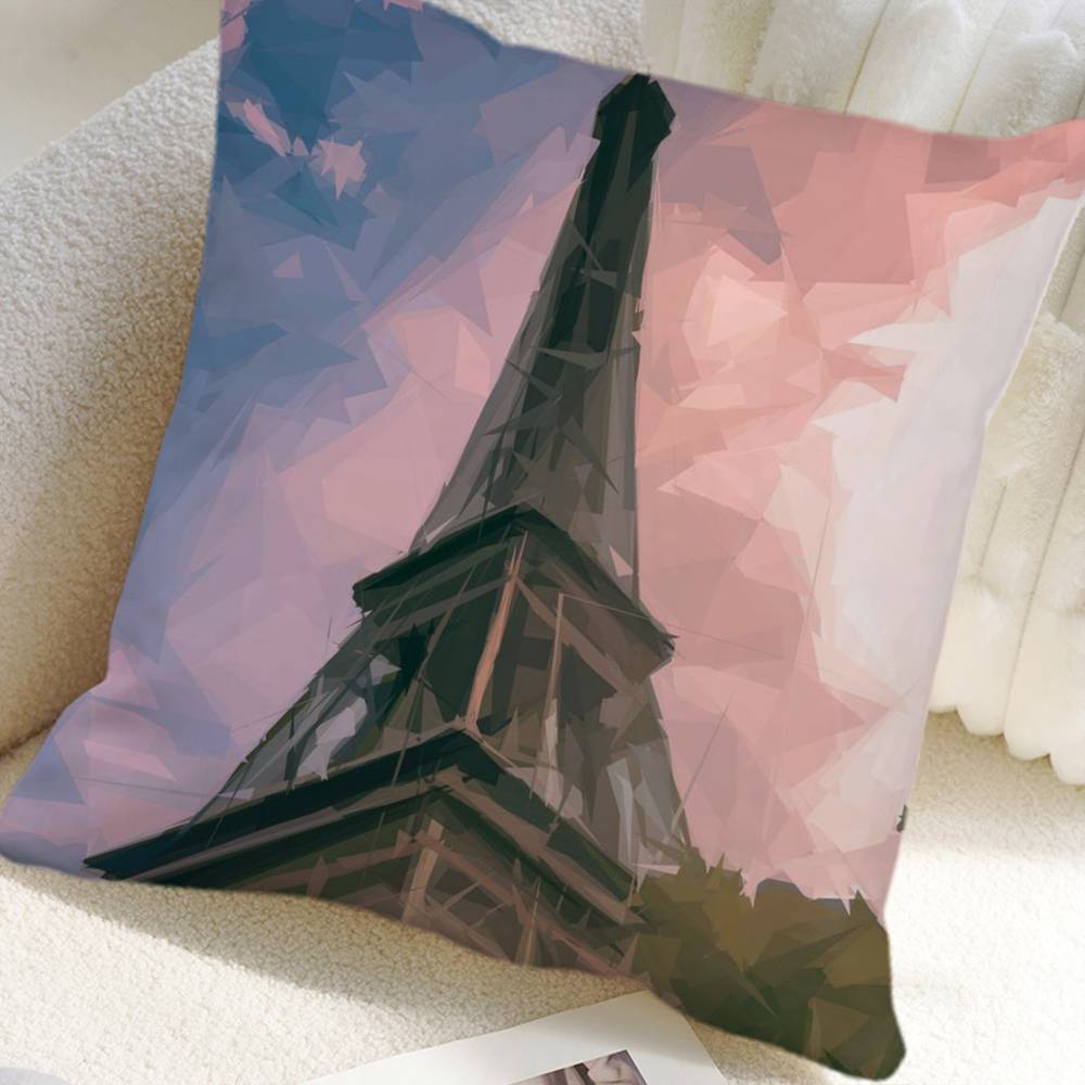 Paris Eiffel Tower Pillow Case Square Pillow Bedroom Sofa Leisure Comfort Cushion Car Home Decoration
