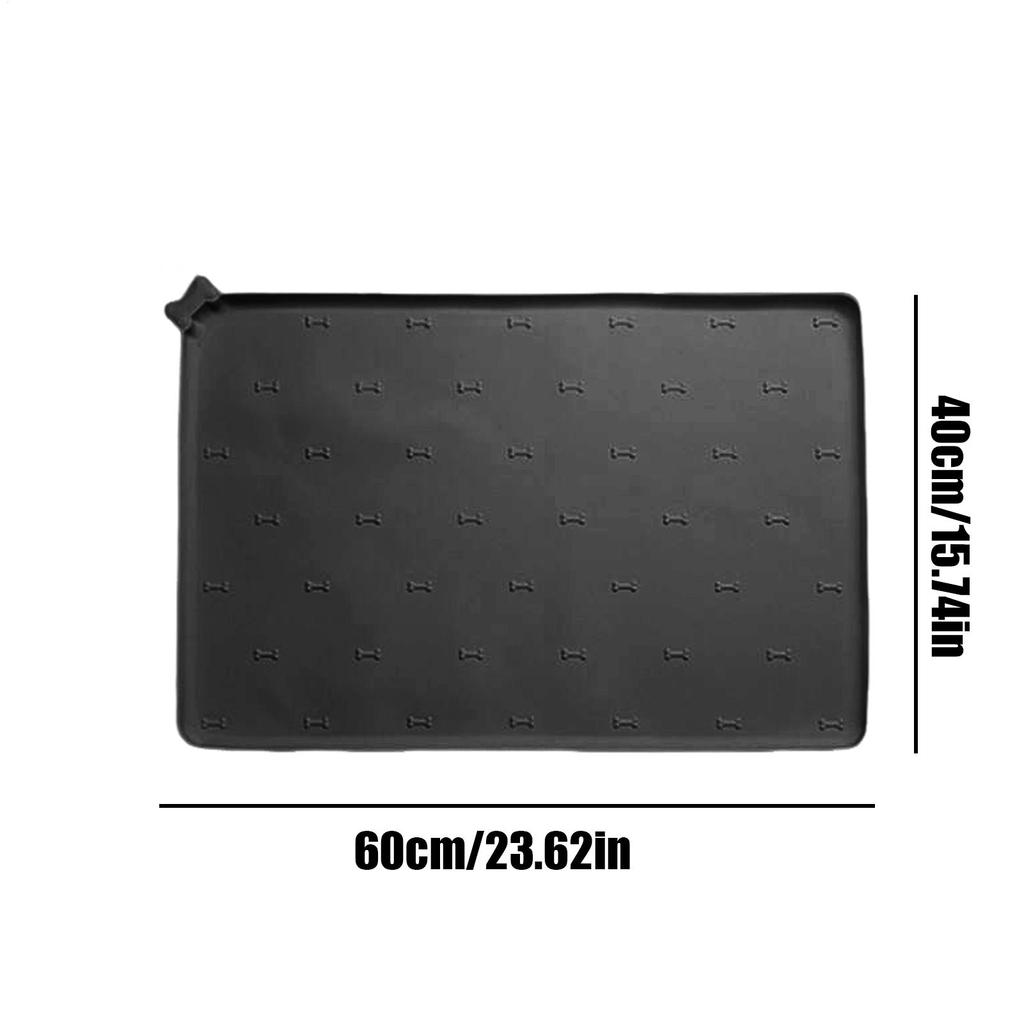 Pet Feeding Mat Kitten Food Pad 23.6 X 15.7 Inch Silicone Non-Slip Foldable Fast Drying Anti-Spill Pet Feeding Pad For Dogs Cats