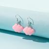 Stylish Pink Resin Earrings Set With White Cloud Duck And Dice Design For Women