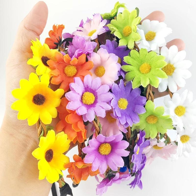 Set of 12PCS Handmade Headbands Fashion Flower Hairband Sun flower Crown Flower Hairband for Women Unique Decors
