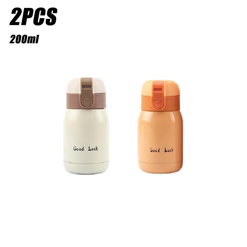 1-2PCS New Design Small Mini Pop-up Lid Portable Double Wall Insulated Stainless Steel Water Bottle For Kids
