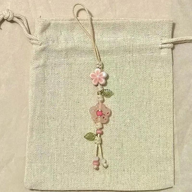 Cute Star Flower Mobile Phone Strap Kawaii Ceramic Beaded Mobile Phone Lanyard Bag Decoration Camera Pendant Fashion Keychain