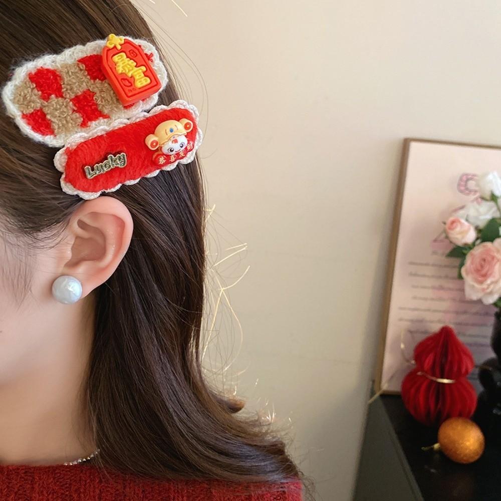 Hair Clip Japanese Kimono Headwear Embroidery New Year Red Hairpin  Women/Kids