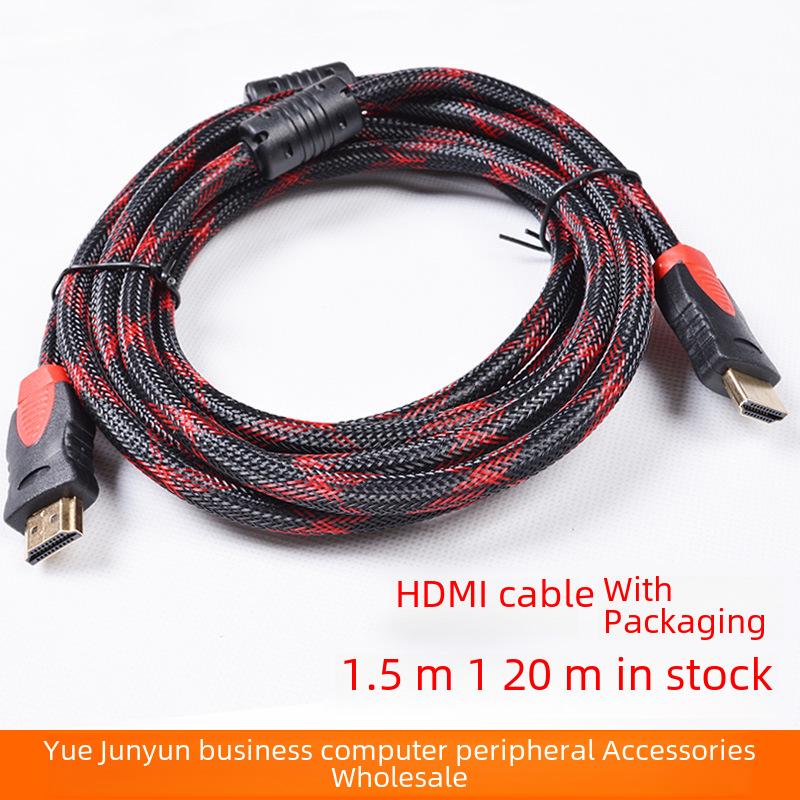 HDMI Kablosu 1080P, Kırmızı/Siyah, Full HD 1.4, Bakır, TV'den PC'ye Bağlantı