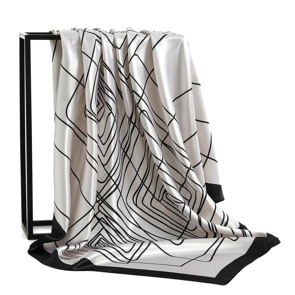 Nový 90*90cm Čtvercový šátek s vintage květinami Dámský hedvábný šál Nákrčník Dámský Potisk Čelenka Pokrývky hlavy Foulard Hidžáb Gumičky do vlasů