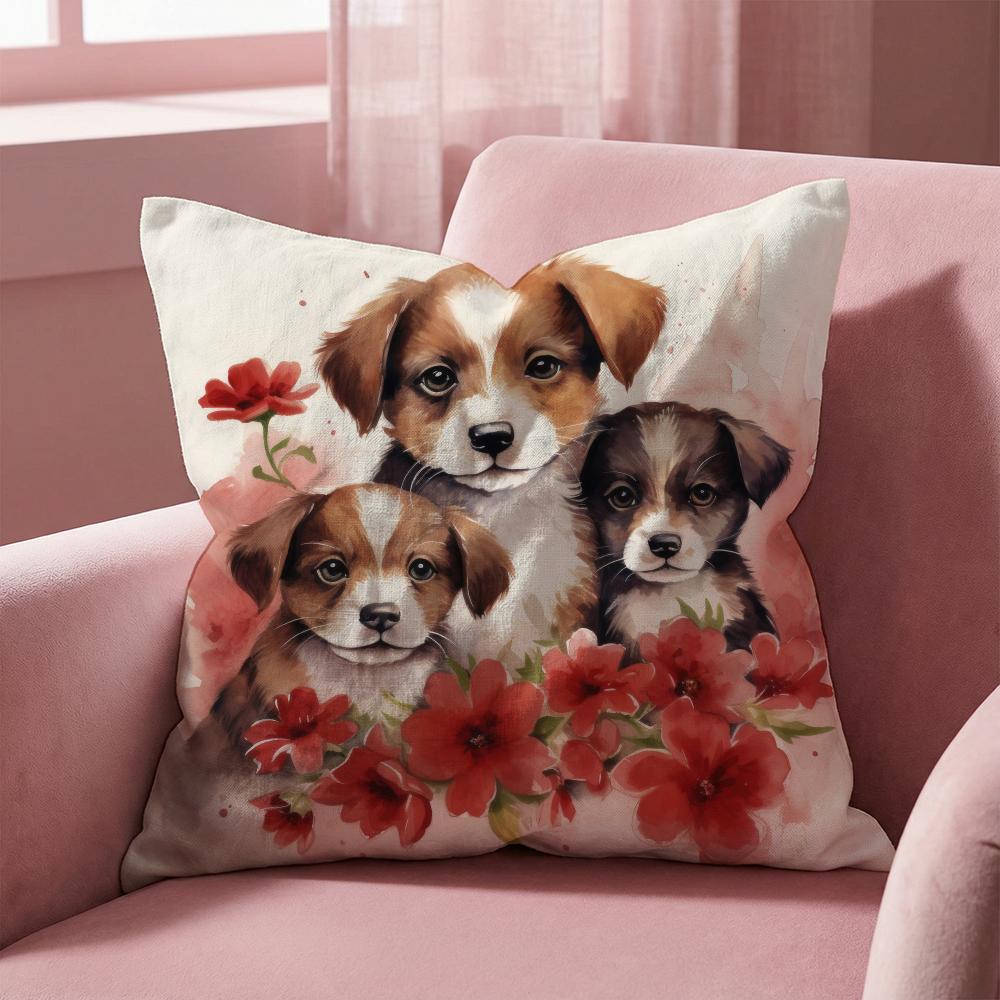 Süßer Aquarell-Haustierhund Kissenbezug Mehrzweck-Kissenbezug für Zuhause & Auto - Wendbar, Weich & Langlebig für den täglichen Gebrauch