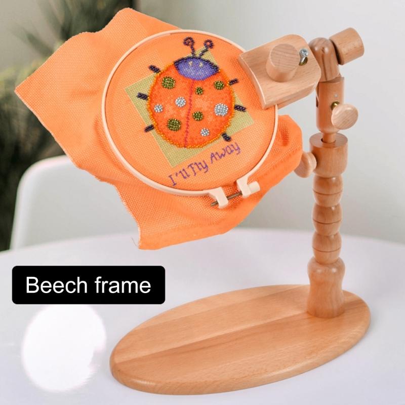 Adjustable Rotated Wood Embroidery Hoop Stand Desktop Stitching Frame Stand Stitching Frame Holder for Needlework Craft