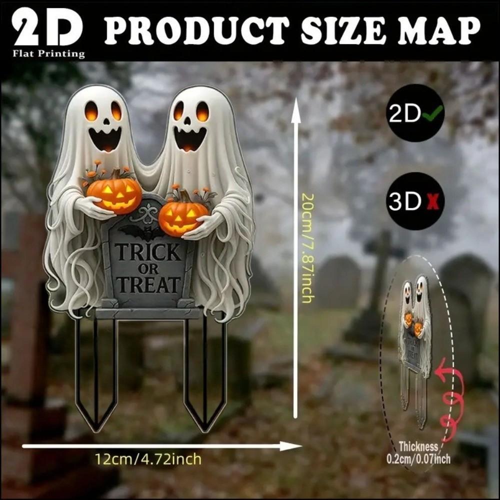 Acrylic Halloween Ghost Stake 2D Flat Pumpkin Garden Decoration Floor Socket Trick Or Treat Halloween Ornaments Plate Courtyard