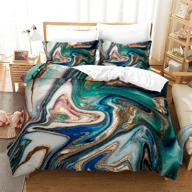 Marble Duvet Cover Set Queen Twin King Modern Abstract Bedding Set Geometric Pattern Comforter Cover For Kids Teens Girls Room