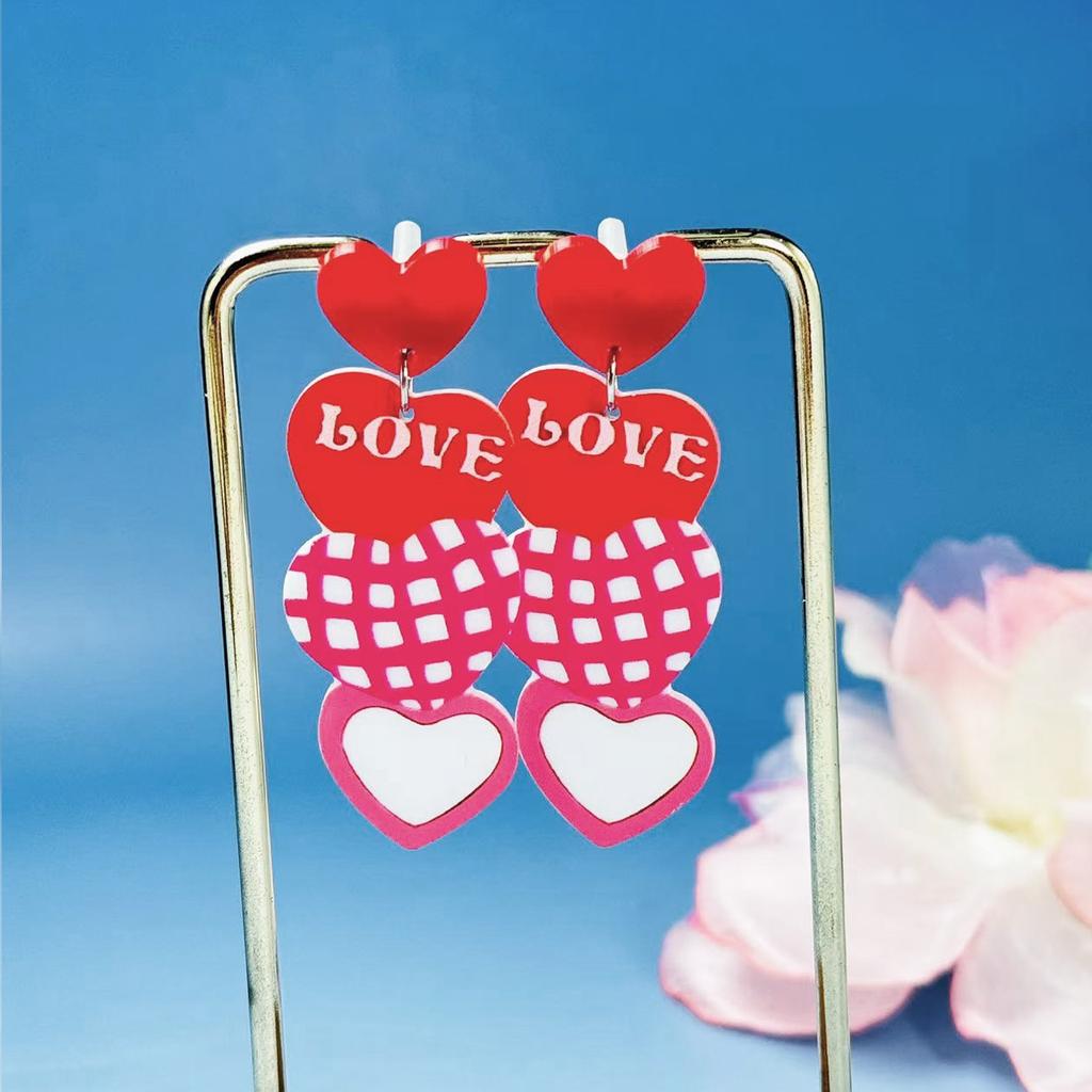 1 pair of flower tulip earrings earrings love stitching Valentine's Day earrings sweet cartoon