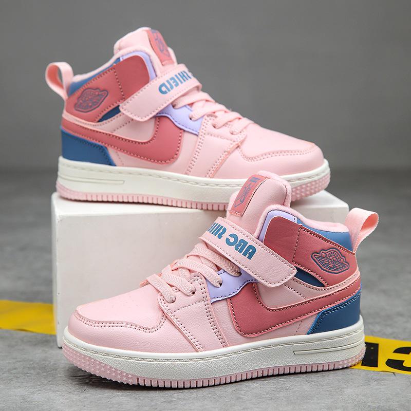 Dámské zimní vysoké sportovní boty 2025, podšité sametem pro teplo, dvouvrstvá bavlna, pro střední a starší děti.