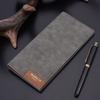 2023 New Men's Long Wallet Korean Version Ultra-thin Male Money Clip Fashion Patchwork Soft Leather Clip Wholesale Deep Blue