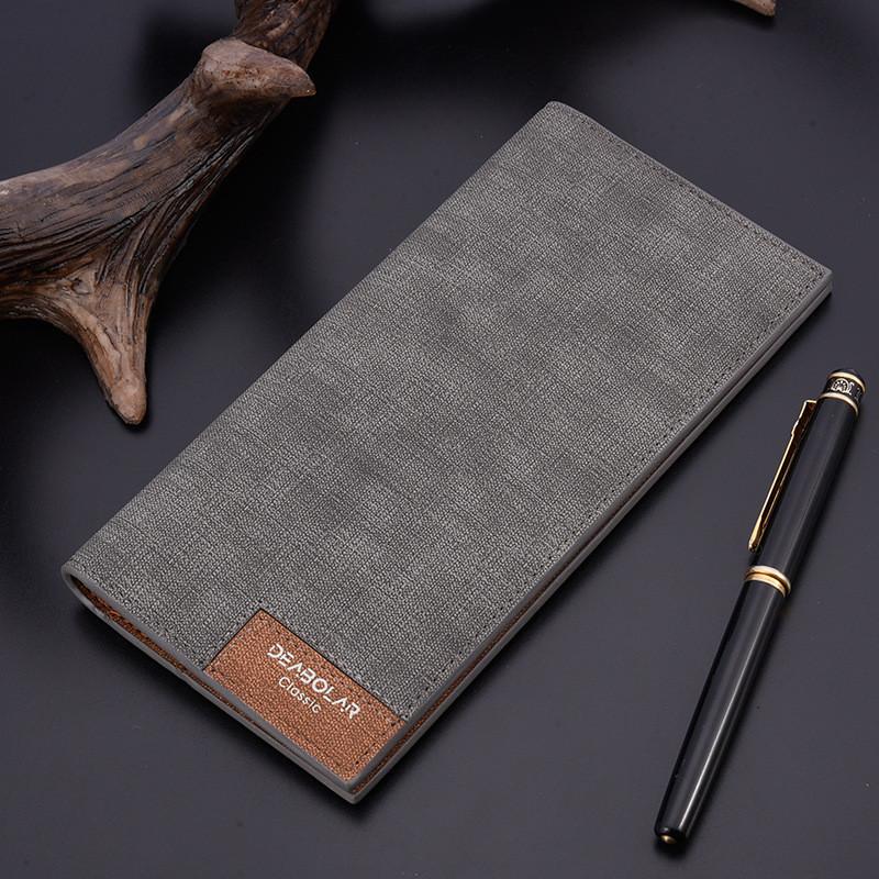 2023 New Men's Long Wallet Korean Version Ultra-thin Male Money Clip Fashion Patchwork Soft Leather Clip Wholesale Deep Blue