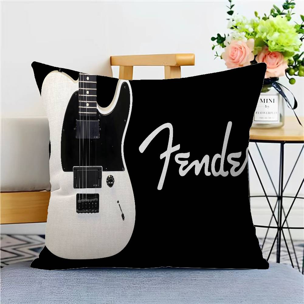 Funda de Cojín para Guitarra Fender Poliéster Cojines de Sofá Mantas Decorativas Funda de Almohada Decoración del Hogar
