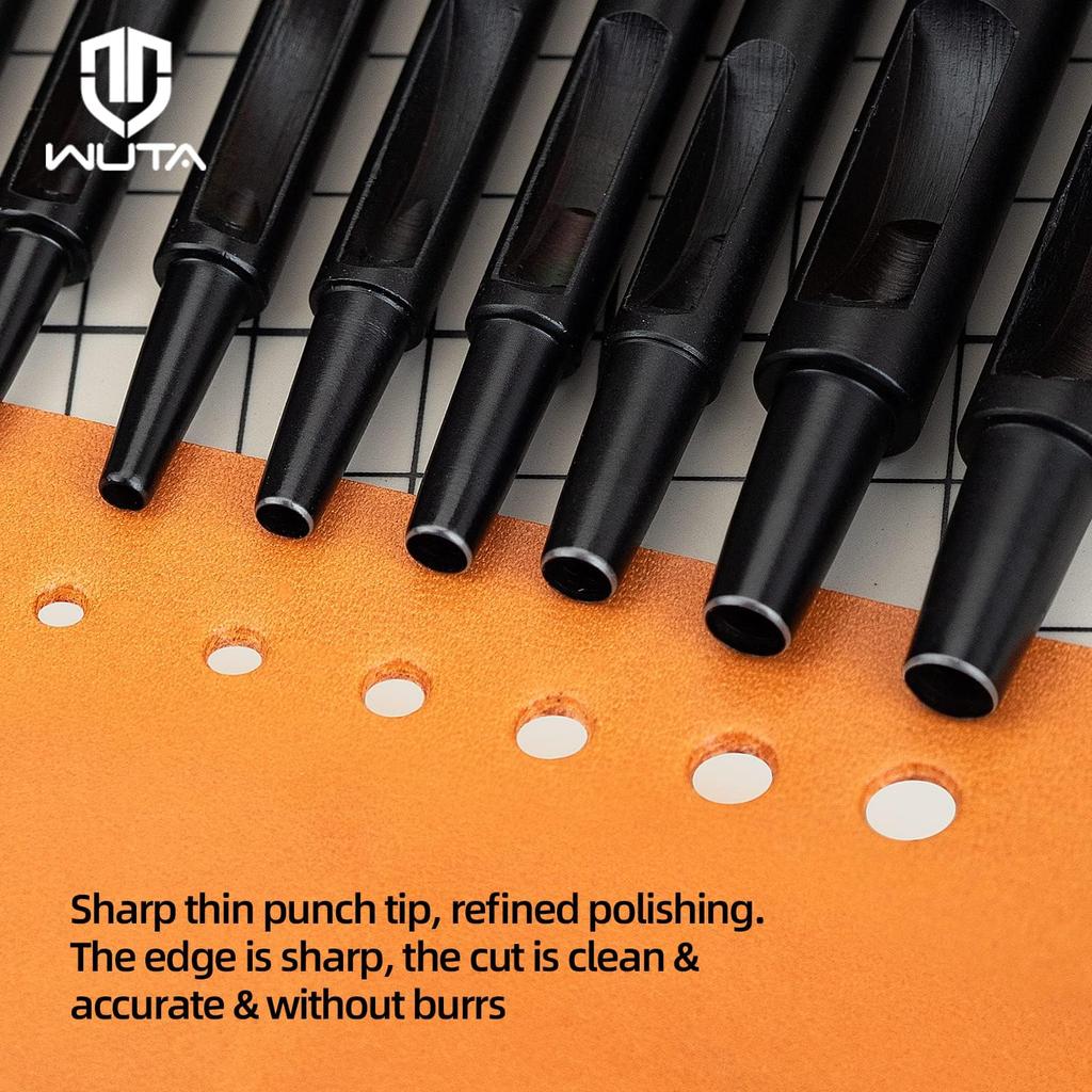 WUTA 10-Piece Hole Punch Set, Round Hole Punching Tools (0.5mm-5mm)