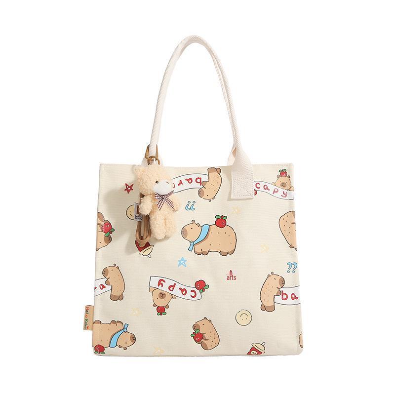 Korean Lazy Style Large Canvas Tote Bag - Fashionable, Versatile, High-End Women's Commuter Shoulder Bag