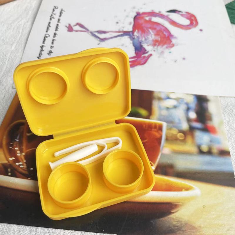 Screw-Free Cap Colored Contact Lens Case - Press-Type Double Case, Cute Ins Girly Design.