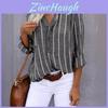 Camicia Casual a Strisce in Misto Cotone a Maniche Lunghe per Ufficio e Uso Quotidiano