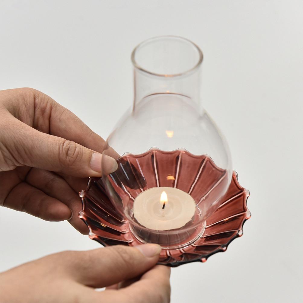 Zen Inspired Glass Candle Holder Retro Windproof Candlestick for Candles Home Desktop Ornament Minimalist Candlestick Room Decor