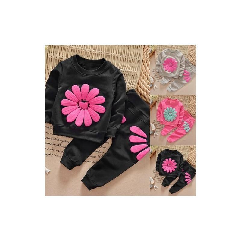 Entzückende Kleinkind Kinder Baby Mädchen Herbst Outfits mit gemütlichen T-Shirt Oberteilen und langen Hosen 2-teiliges Set