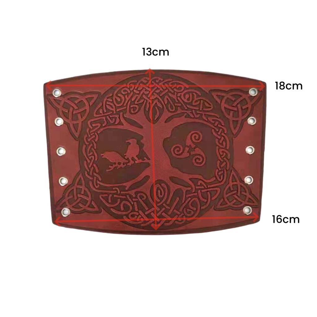 Punk Wide Leather Bracelet Arm Armor Cuff Wrist Guard Crow and Sheep Head Pattern Wide Bracer