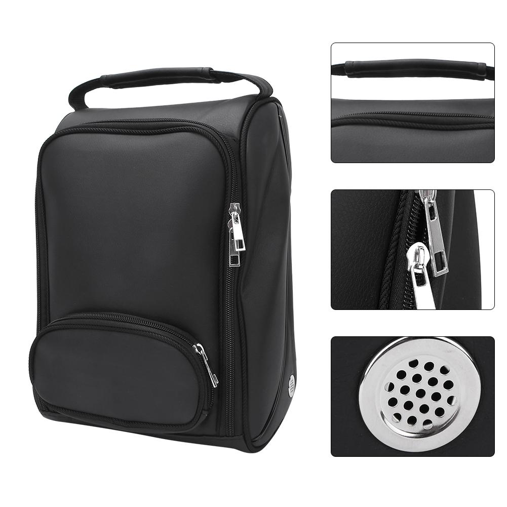 Portable PU Golf Shoes Bag Waterproof Zippered Breathable Carrier Package Accessory