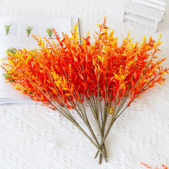 2Pcs Fall Artificial Plants Realistic Fake Plastic Plants Home Office Wedding Party Table Centerpiece Indoor Outdoor Faux Leaf Decoration