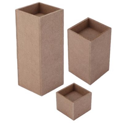 3pcs Candle Holders Wooden Quadrate Rustic Natural Candlestick for Home Festivals Party Decoration GiftQuadrate Hole