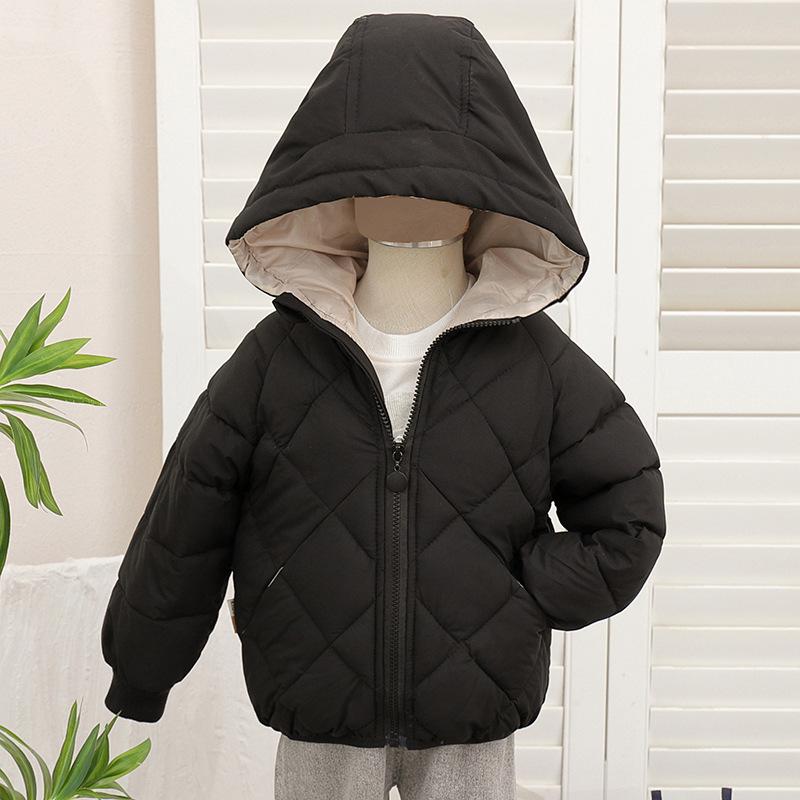 Children's Cotton Coat Fall Winter Boys and Girls Thick Hooded Coat Down Short Padded Jacket Short