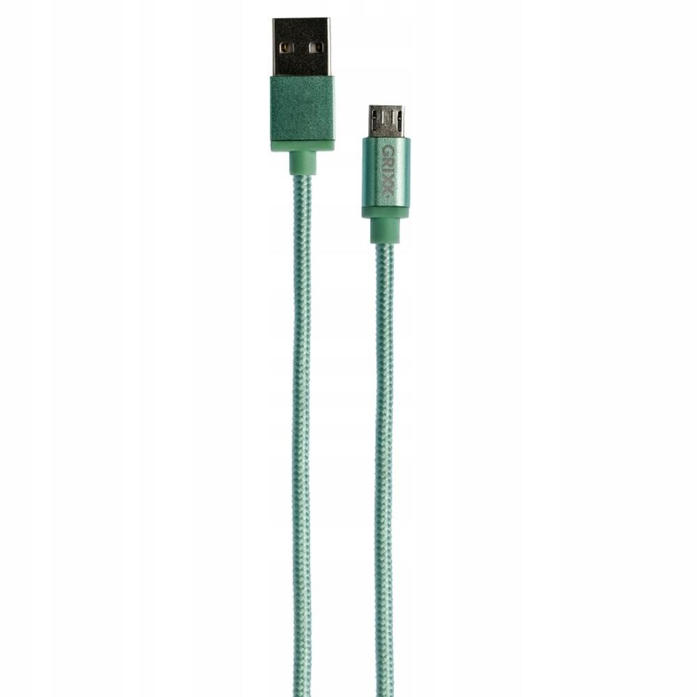 Grixx Datenkabel - Micro USB auf USB, Geflochten, Länge 1m - Grün
