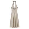 Autumn European and American Women's Clothing Contrasting Color Trim Medium and Long Dress