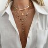 Y-Shaped Colorful Crystal Necklace Set Pearl Bohemian Style Necklace Fashion Gold Jewelry  Vacation