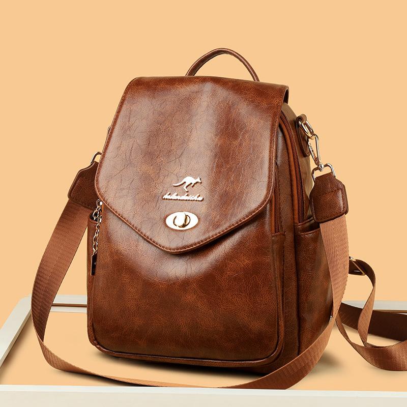 Schoolbag Brand Backpack Women's 1011 New Fashion Korean Version Large Capacity Travel Versatile Soft Cowhide Women's Backpack