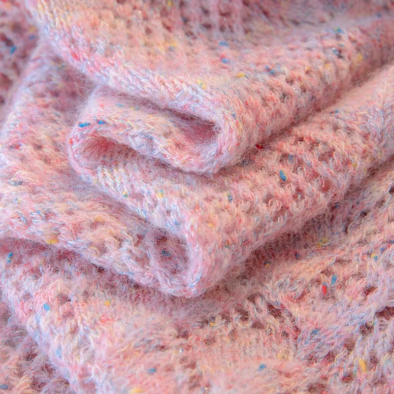 Silkpace Women's Round Neck Hollow Out Drop Shoulder Sweater