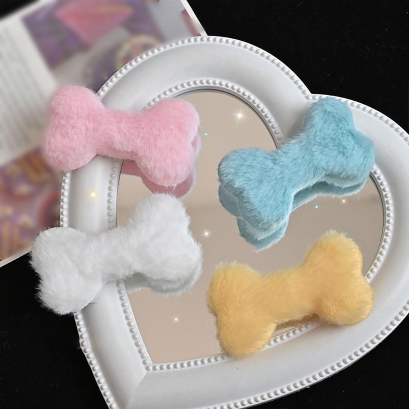 Plush Bone Hair Clip Lovely Cartoon Hairclip Girl Fashion Small Barrettes for Various Event