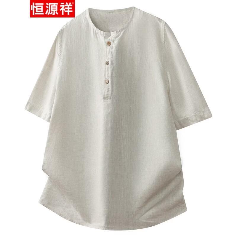 Мужская футболка Hengyuanxiang с коротким рукавом, 100% лен 2XL