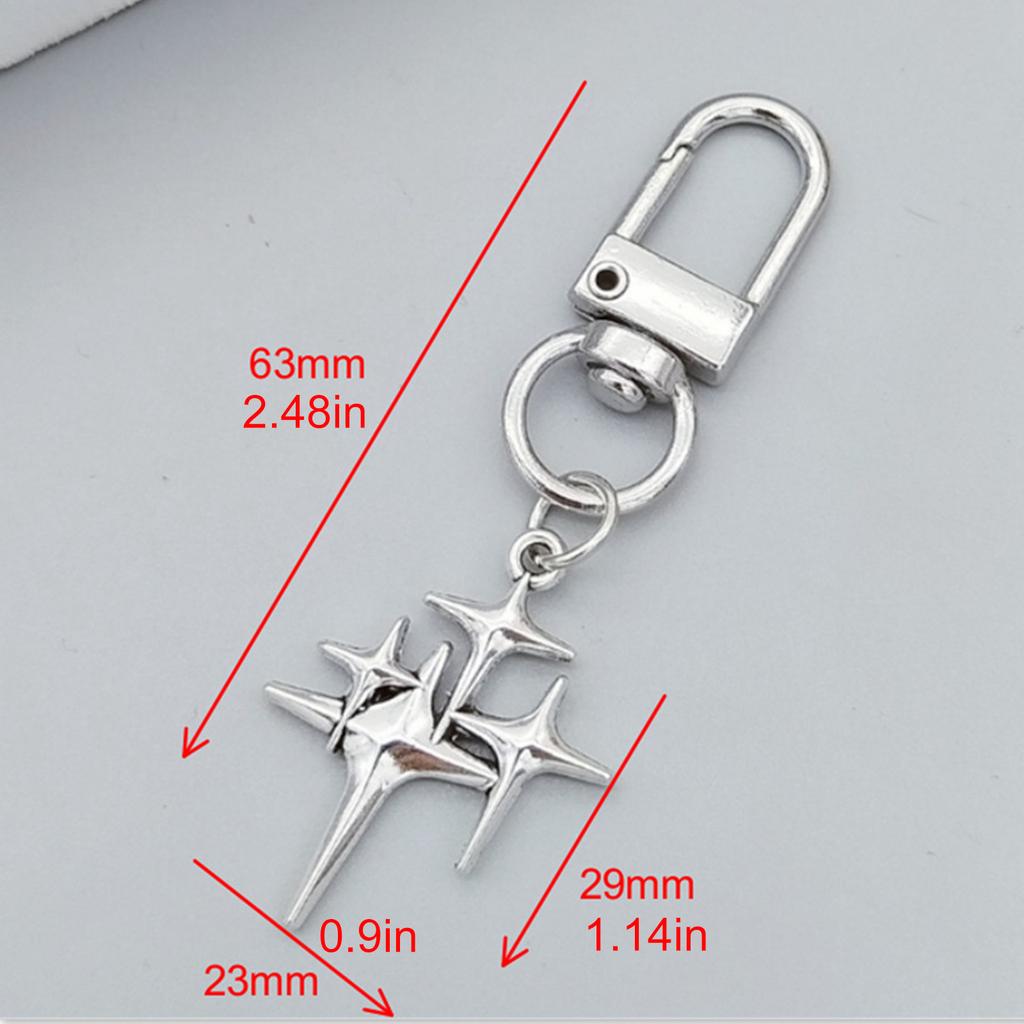 Stylish Four Pointed Star Moon Keychain Dainty Keyrings Pendant Accessory Perfect for DIY Projects and Gift Giving