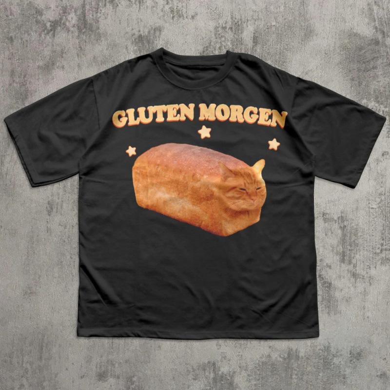 Gluten Morgen Funny Cat Meme T-shirt Silly Cats S