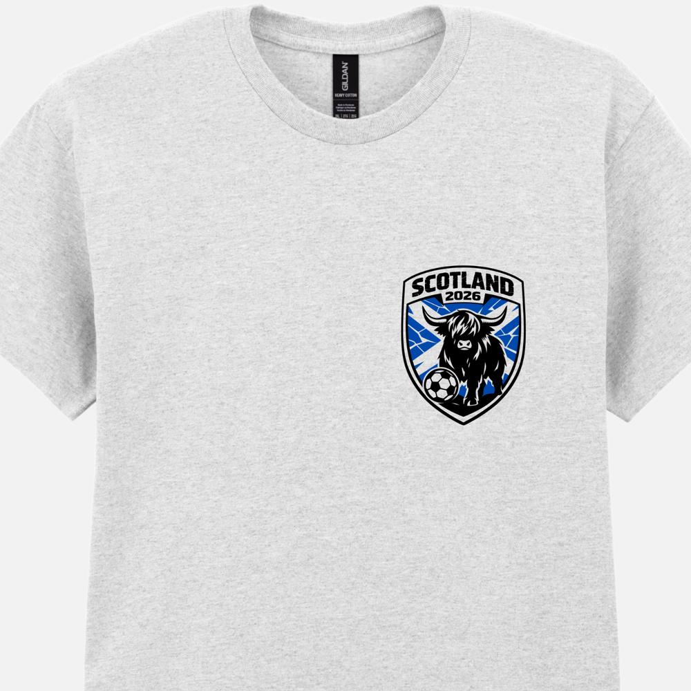 Scotland 2026 Tee World Cup Highland Cow Badge Well Be Coming Football TShirt