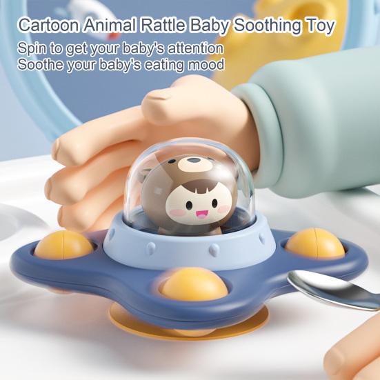 Yousheng Desktop Spinner Toys with Suction Cup Cute Cat Dog Chick Frog Bear Dinosaur Rotating Rattles Emotional Comfort Sensory Toy Cartoon Sucker