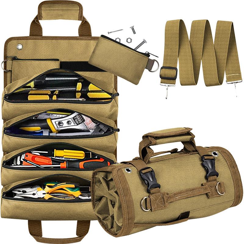 Multifunctional Portable Tool Bag, Thickened and Wear - Resistant Tool Kit, Roll - Up Large - Capacity Storage Bag, Hanging Hard