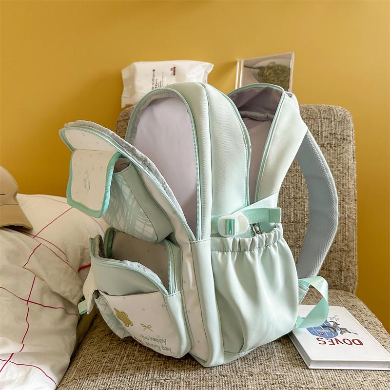 Printed Contrast Student Schoolbag Women's College Style Multi-Compartment Backpack