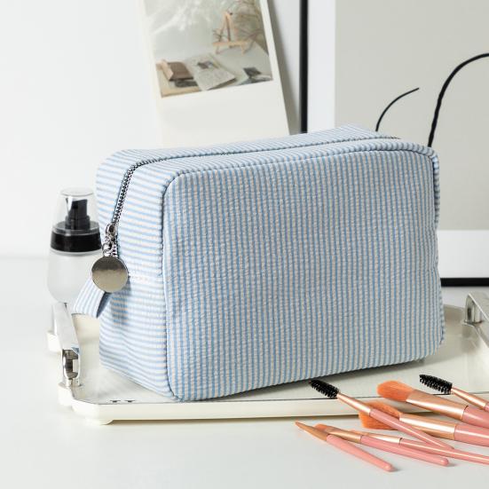 Makeup Bag Solid Color Large Capacity Zipper Closure Cosmetic Pouch Skin Care Product Travel Storage Pouch