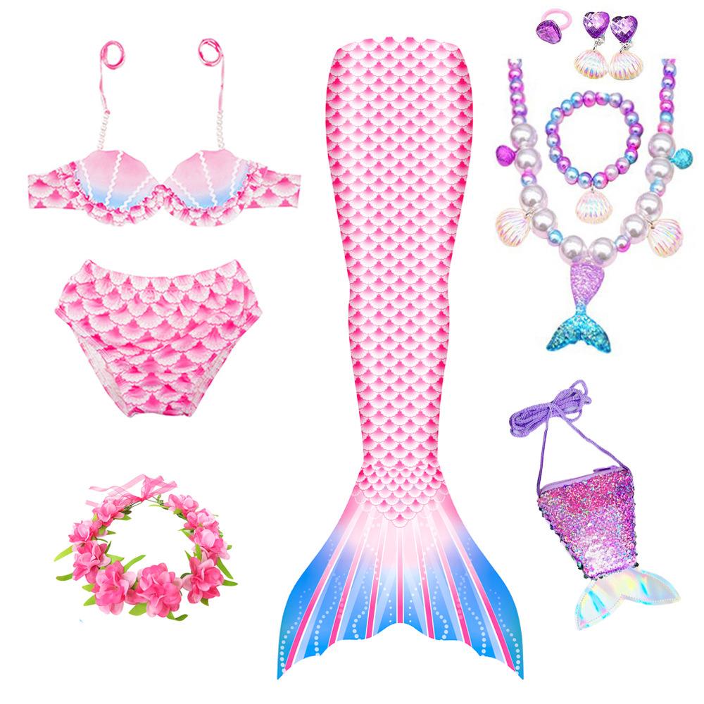 New Mermaid Swimsuit High Elastic Quick-Dry Ariel Princess Swimsuit Mermaid Tail Less