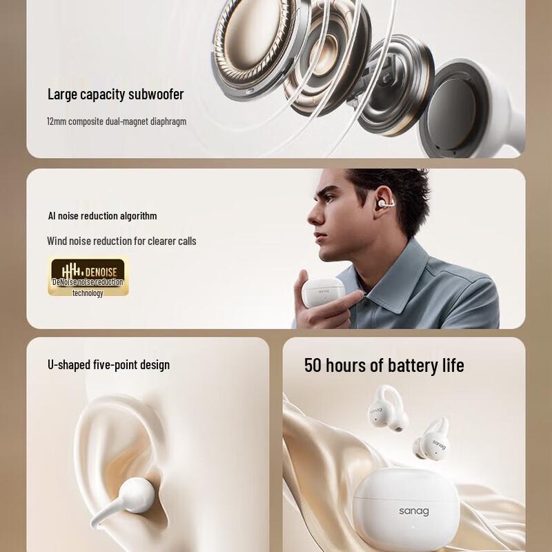 SainSonic Z60S Open-Ear Clip Bluetooth Sports Headset