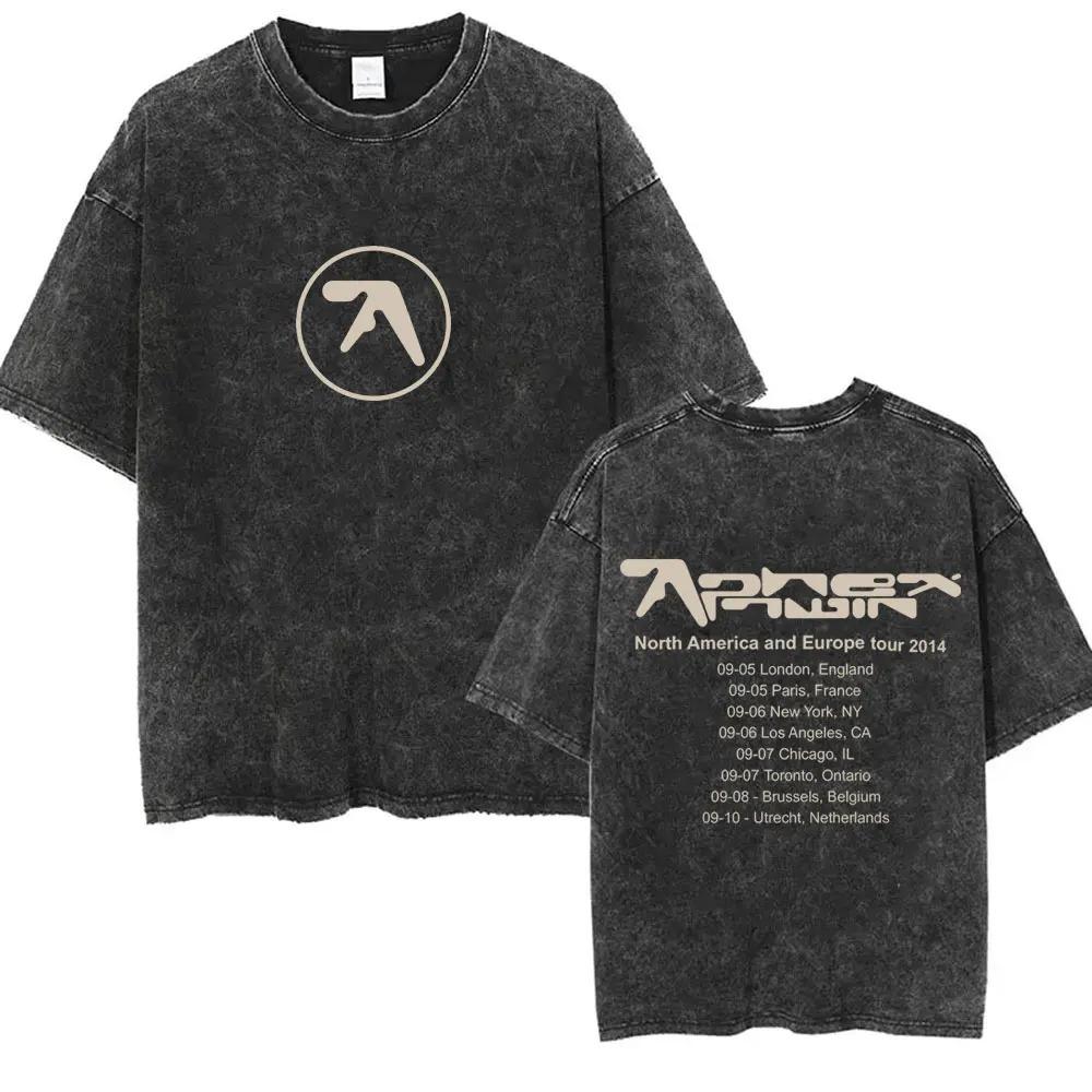 2026 Y2k T-Shirt Herrenbekleidung Neu im Top & T-Shirts Unisex-T-Shirt Gewaschen Vintage Aphex Twin Selected Ambient Works Buchstabendruck