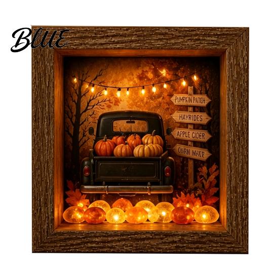 Unique Halloween Gifts Lighted Frame Ornaments Light Up Shadow Box Warm Ornaments Atmosphere LED Lights for Home Living Room Bedroom Decor