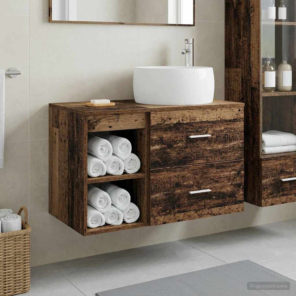 Bathroom Furniture Set 2 Pcs Reclaimed Wood Effect Particleboard