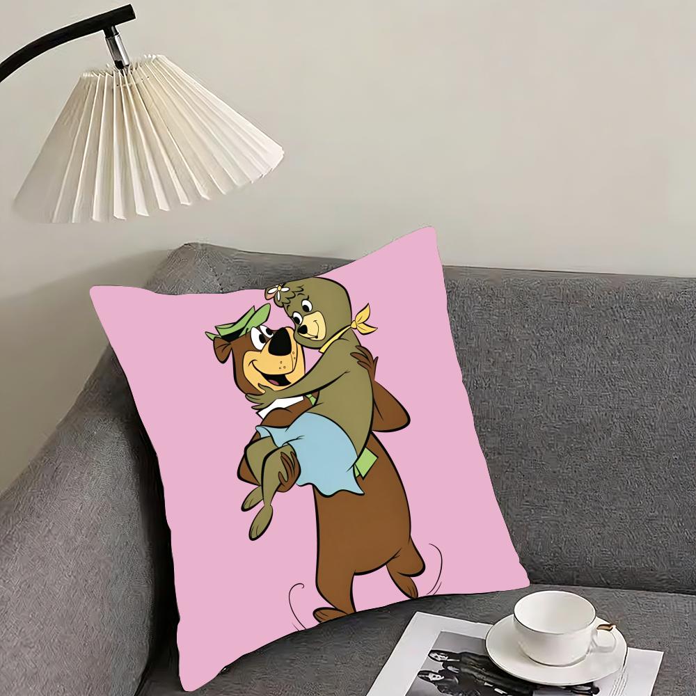 Federa Cuscino Orso Yoghi – Federa Cuscino Peluche Reversibile – Per auto, divano, camera da letto, perfetta come regalo.